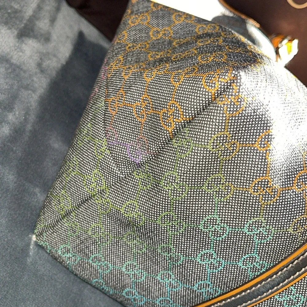 Sold Preloved Gucci tote bag pristine condition gorgeous grey with multi color - Picture 11 of 15